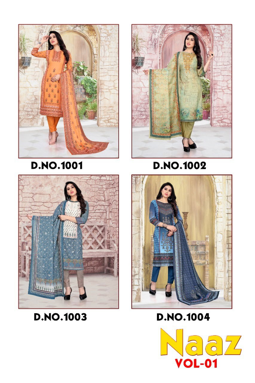 Naaz 1 Beautiful Designer Casual Daily Wear Printed Cotton Dress Material Collection
